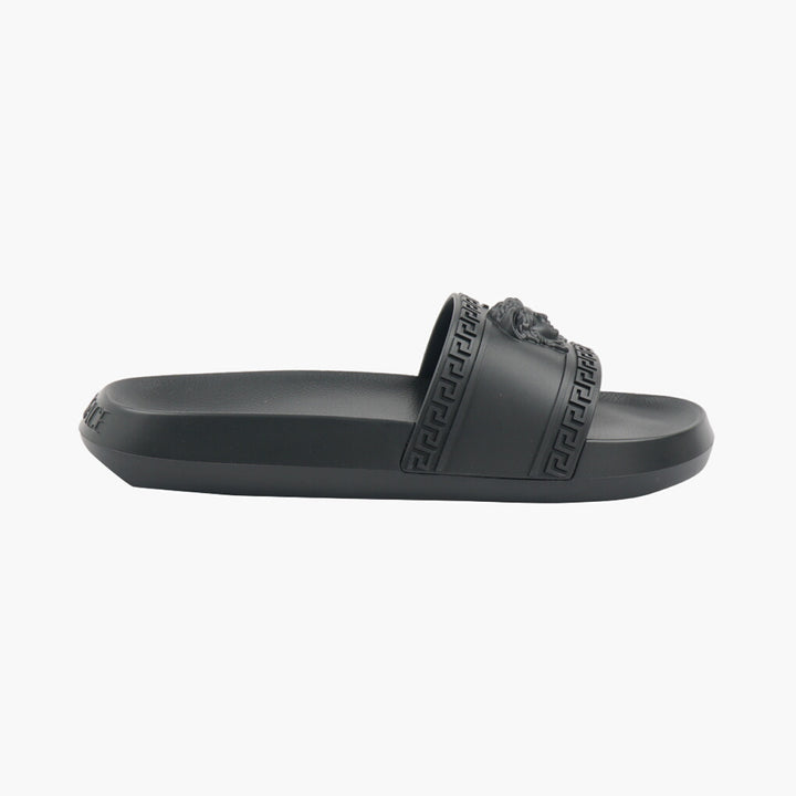 Versace Sandals Black with Iconic Medusa and Greca Design - Luxury Footwear