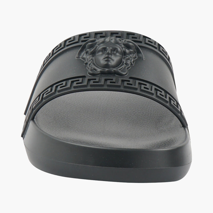 Versace Sandals Black with Iconic Medusa and Greca Design - Luxury Footwear