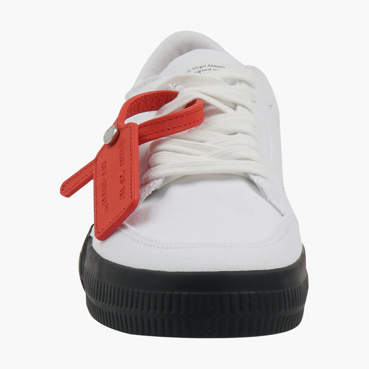 Off-White Sneakers with Iconic Arrow Design and Striped Sole - White-Lime Men's Footwear