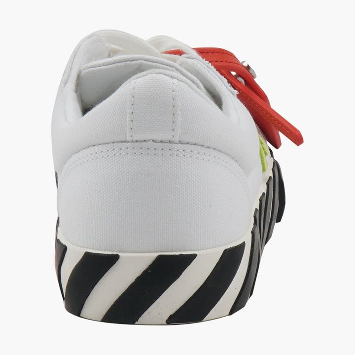 Off-White Sneakers with Iconic Arrow Design and Striped Sole - White-Lime Men's Footwear