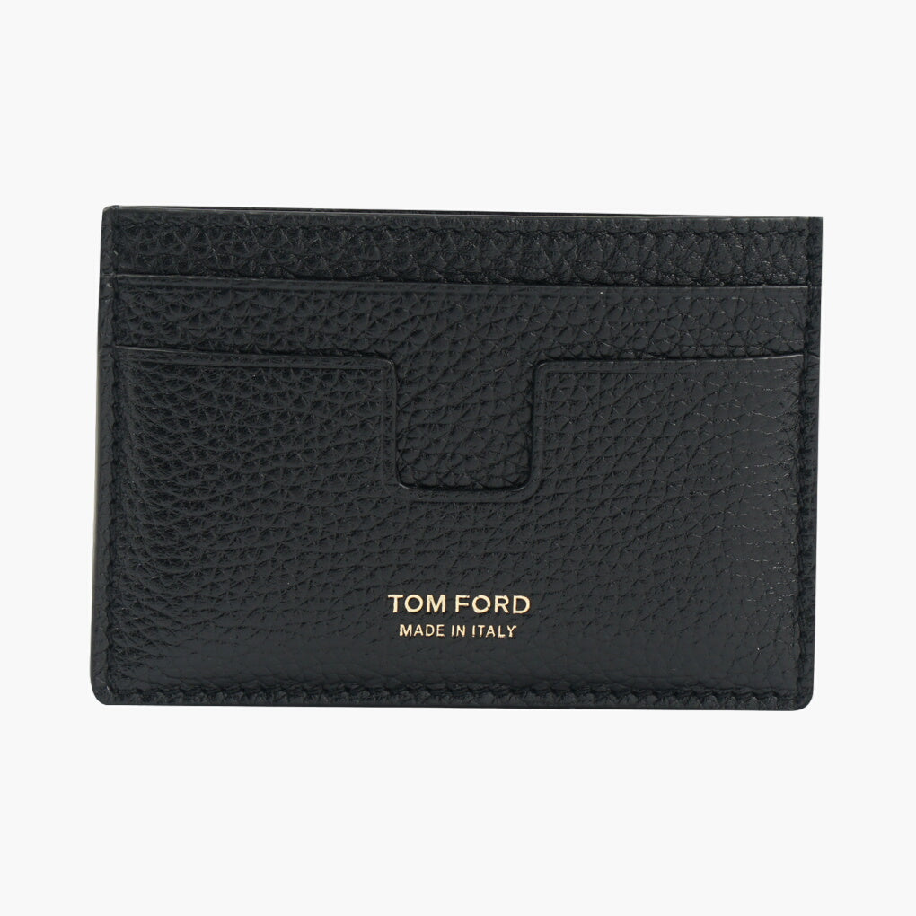 Tom Ford Black-Gold Leather Wallet Made in Italy with Card Slots and Dust Bag