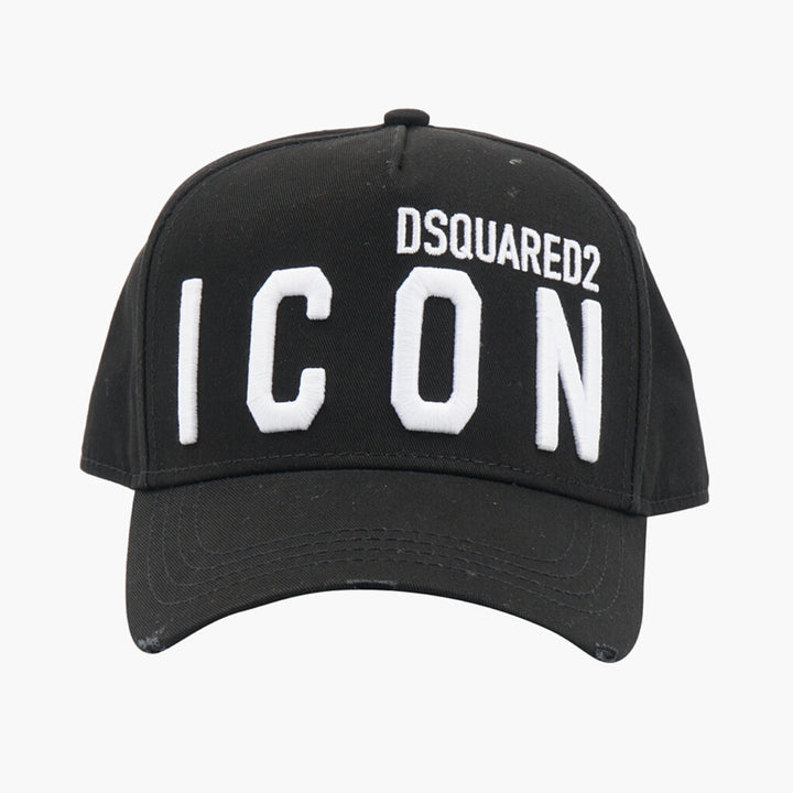 Cappello nero Dsquared2 con scritta in grassetto e parte posteriore regolabile