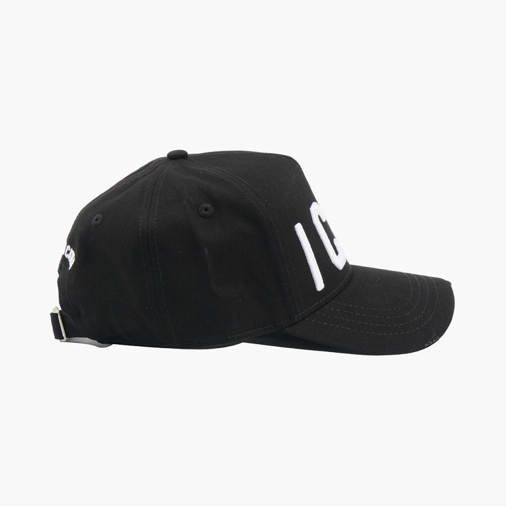 Dsquared2 Black Hat with Bold Lettering and Adjustable Back