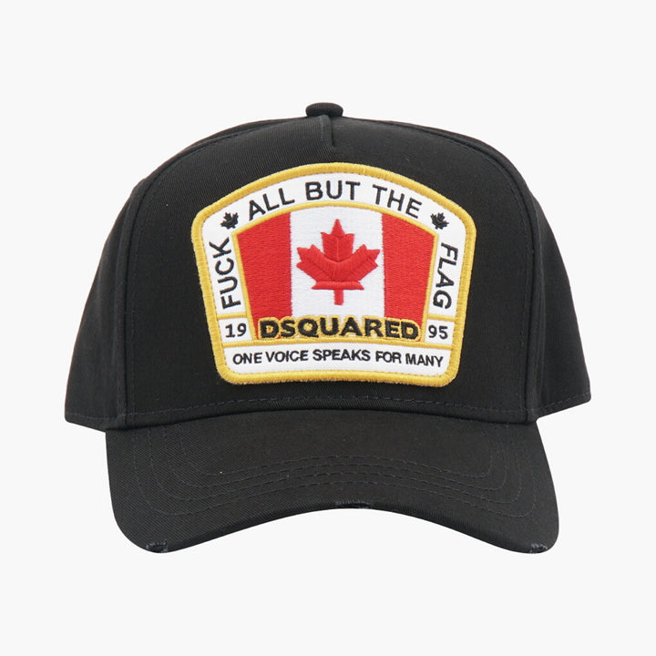 Dsquared2 Black-Multi Hat with Canadian Flag Motif - Adjustable and Durable Design