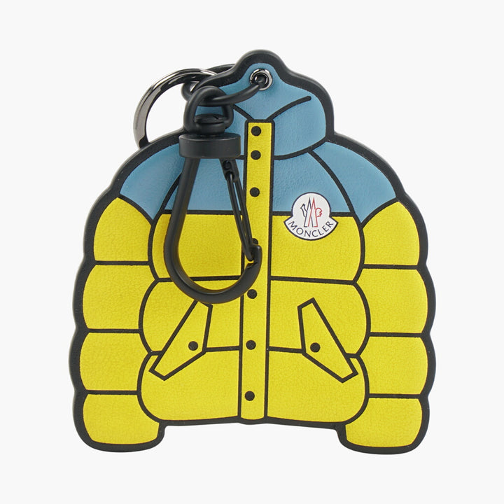 Moncler Accessories Jacket-Shaped Keychain in Yellow and Light Blue