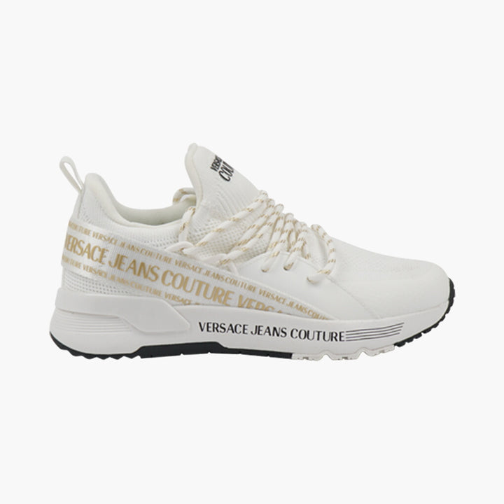 Versace Stylish White-Gold Sneakers