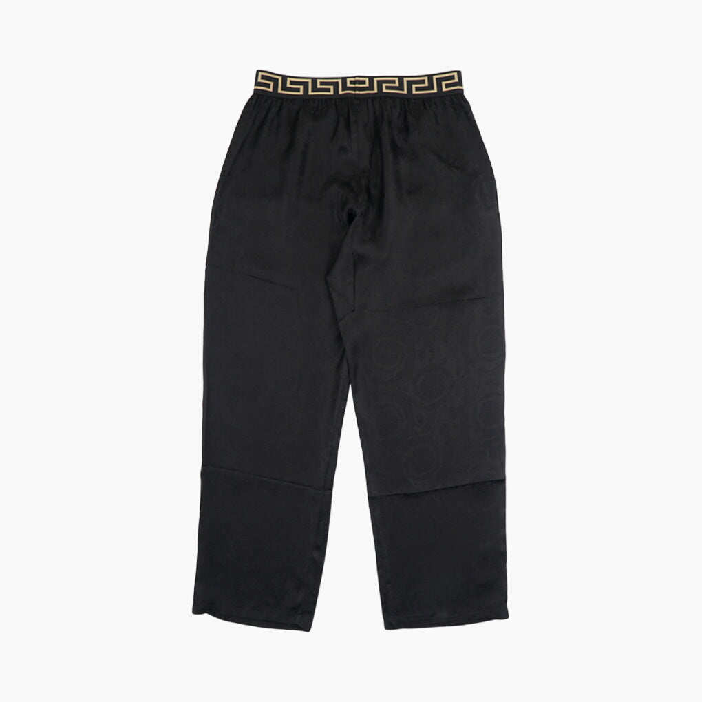 Versace Trousers with Iconic Greek Key Pattern - Black-Gold