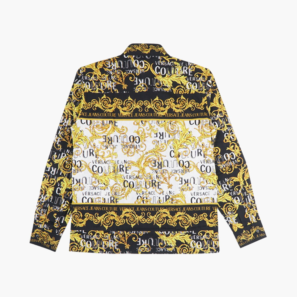 Versace Baroque Print Shirt in Black-Gold-White