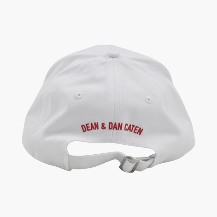 Cappello Dsquared2 "ICON" Logo Bianco-Rosso con Cinturino Regolabile