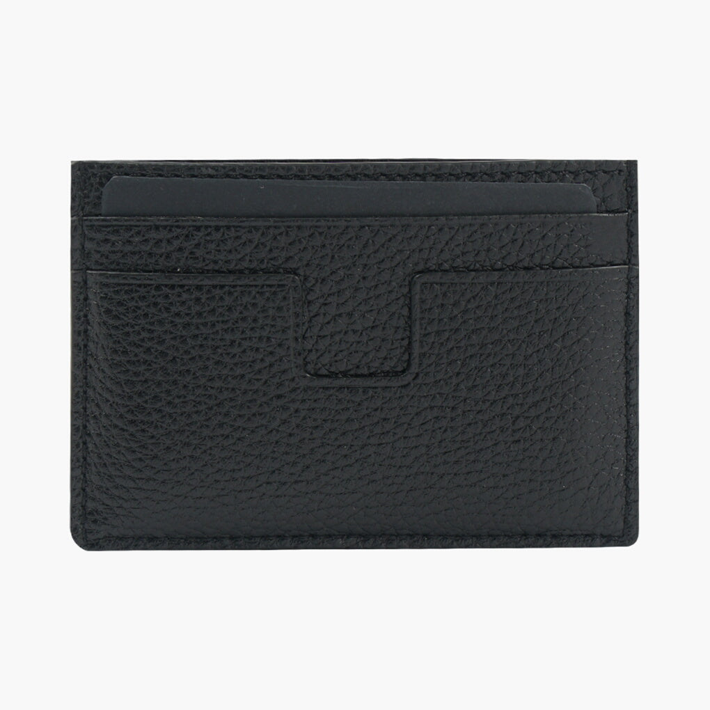 Tom Ford Black-Gold Leather Wallet Made in Italy with Card Slots and Dust Bag