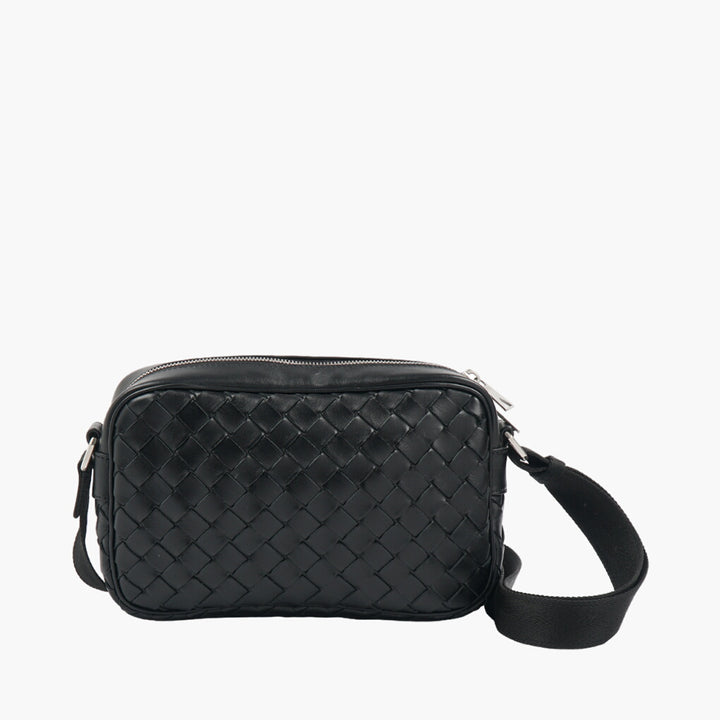 Bottega Veneta Black Leather Bag with Intrecciato Weave