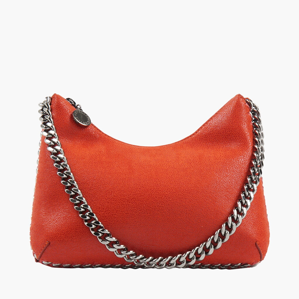 Stella McCartney Vegan Leather Orange Bag with Silver Chain Strap - Eco-Friendly and Sustainable