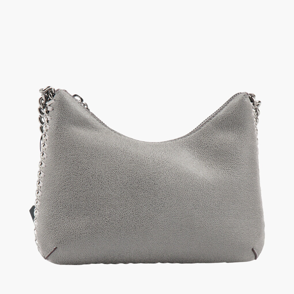 Stella McCartney Eco-Friendly Vegan Leather Bag with Chain Detailing - Grey Silver