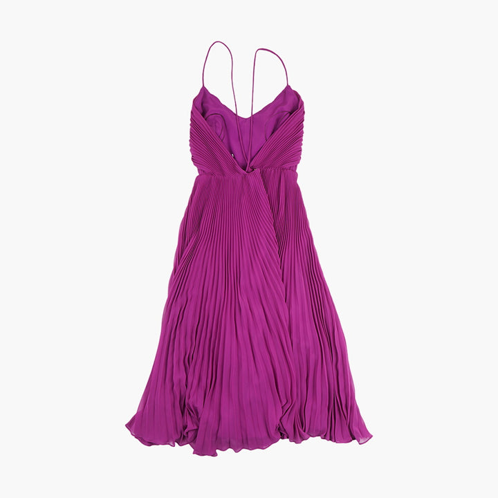 Max Mara Elegant Purple Pleated Dress with Spaghetti Straps