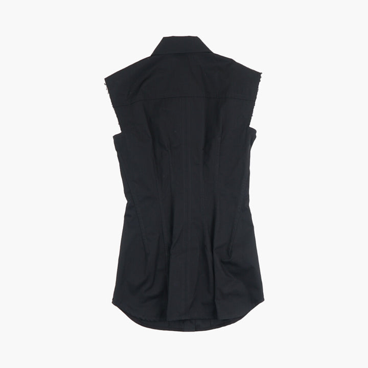 Max Mara Elegante Camicia Nera Senza Maniche