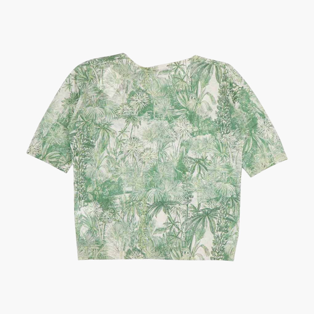 Max Mara Botanical Print T-Shirt in Green-White