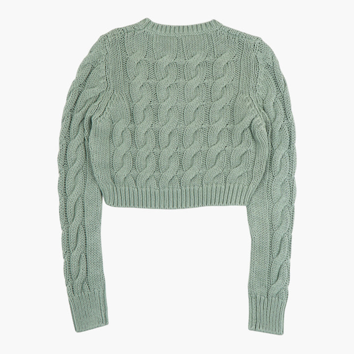 Max Mara Elegant Green Cable-Knit Sweater