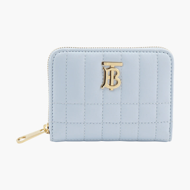 Burberry Leather Wallet - Light Blue with Gold Detailing