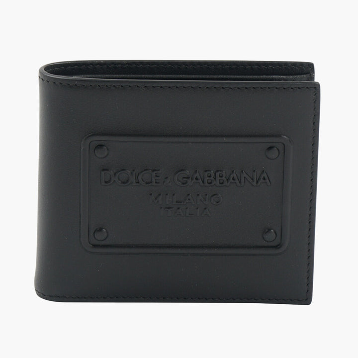 Dolce & Gabbana Black Leather Wallet with Embossed Logo