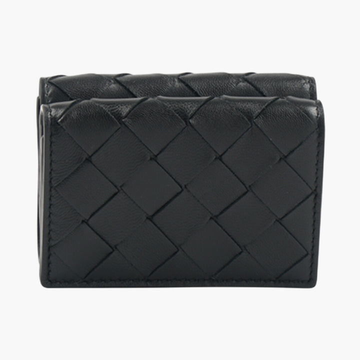 Bottega Veneta Black Intrecciato Woven Wallet