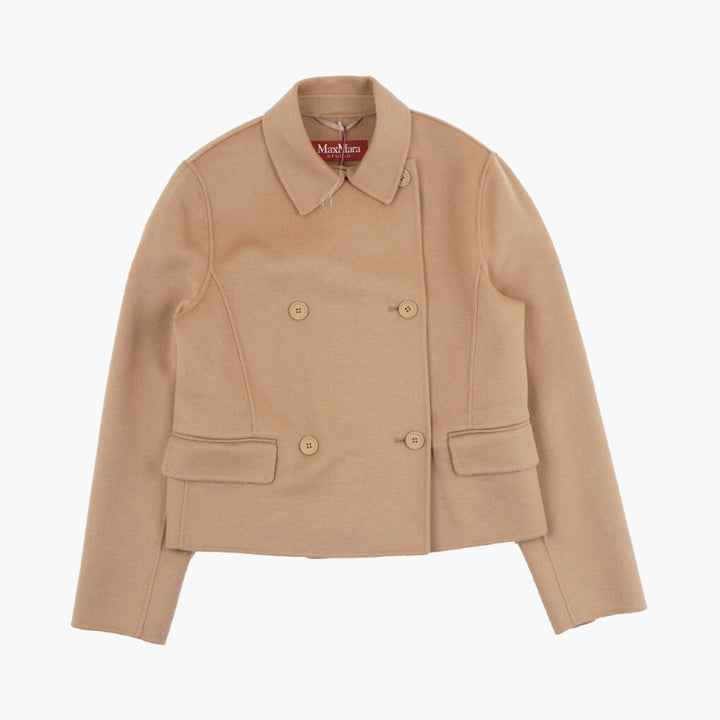 MAX MARA Double-Breasted Camel Jacket with Structured Collar