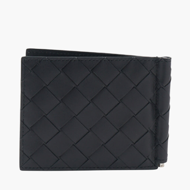 Bottega Veneta Blue Leather Wallet with Intrecciato Weave - Made in Italy