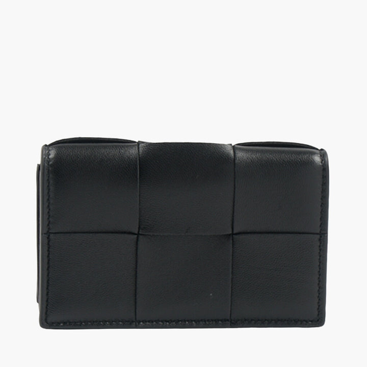 Bottega Veneta Black Leather Wallet with Intrecciato Design