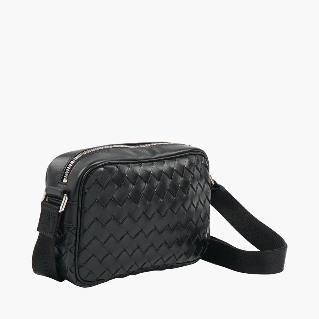 Bottega Veneta Black Leather Bag with Intrecciato Weave