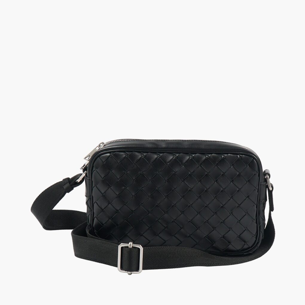 Bottega Veneta Black Leather Bag with Intrecciato Weave