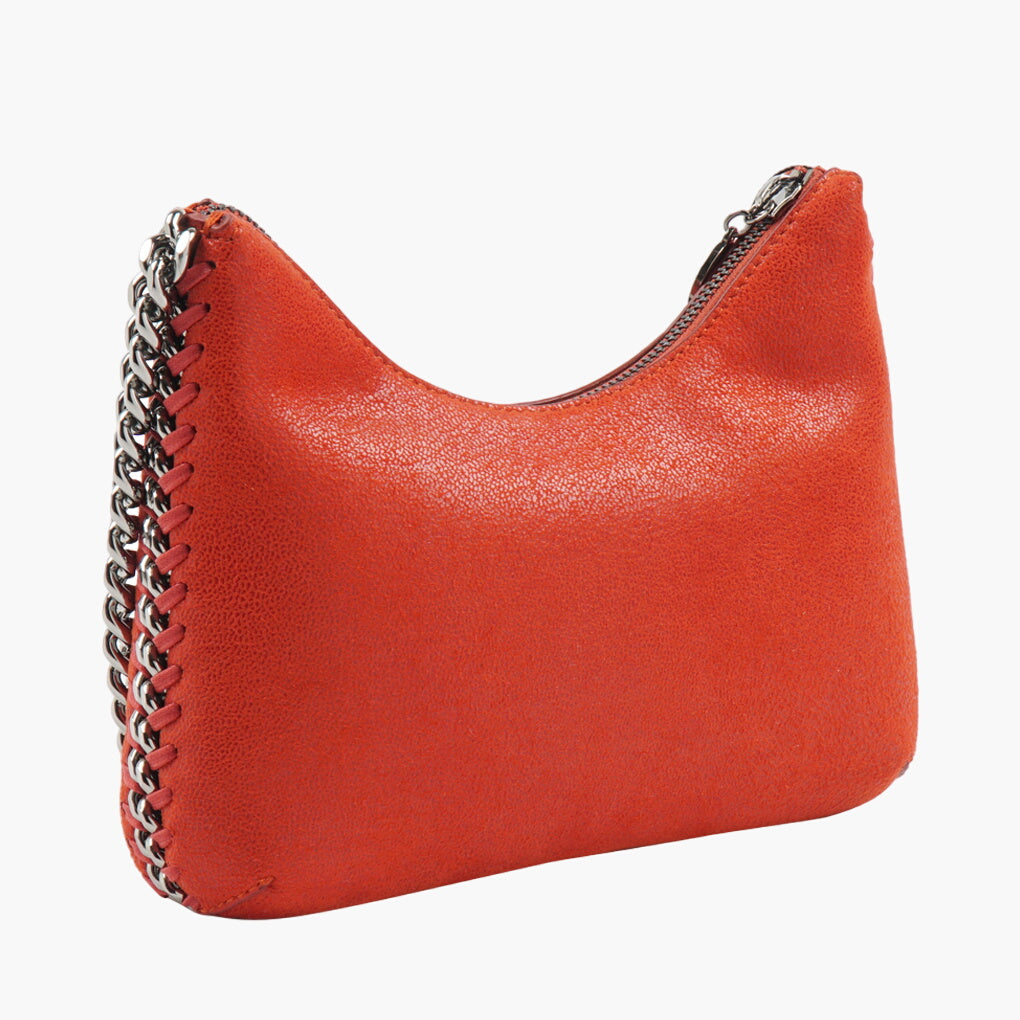 Stella McCartney Vegan Leather Orange Bag with Silver Chain Strap - Eco-Friendly and Sustainable