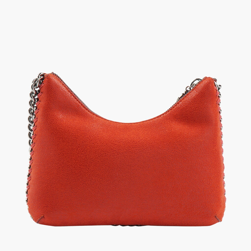 Stella McCartney Vegan Leather Orange Bag with Silver Chain Strap - Eco-Friendly and Sustainable