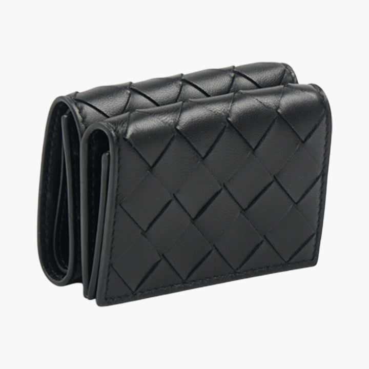 Bottega Veneta Black Intrecciato Woven Wallet