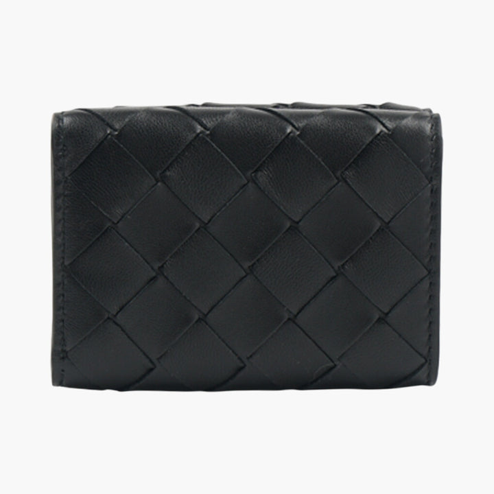 Bottega Veneta Black Intrecciato Woven Wallet