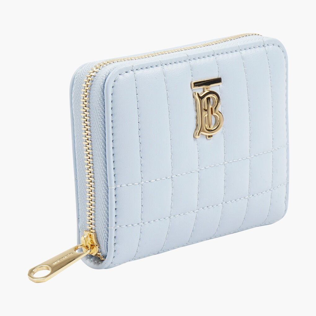 Burberry Leather Wallet - Light Blue with Gold Detailing