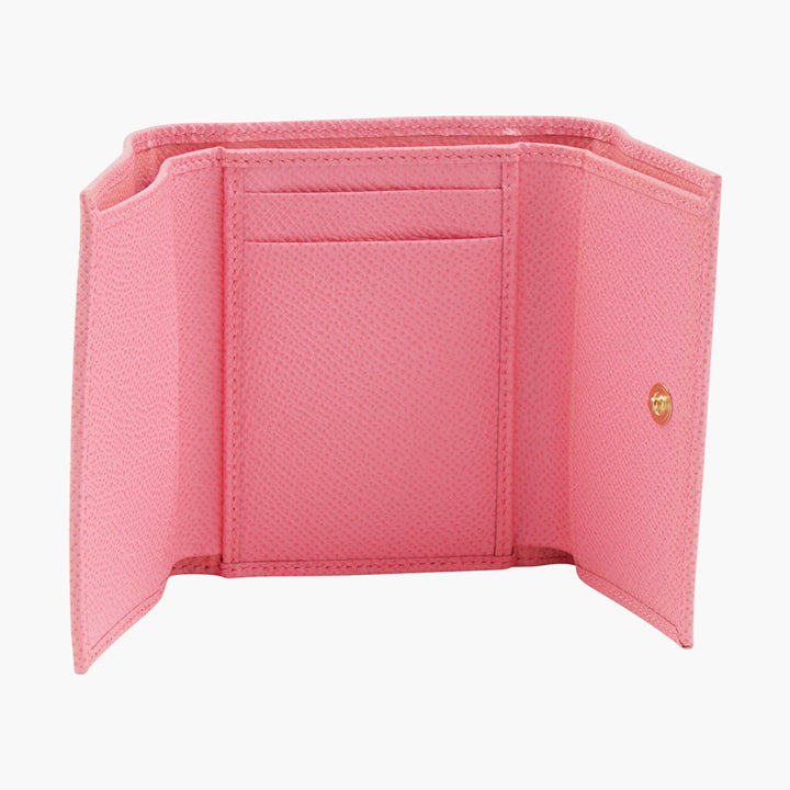 Dolce & Gabbana Pink-Gold Leather Wallet with Gold Logo Plaque