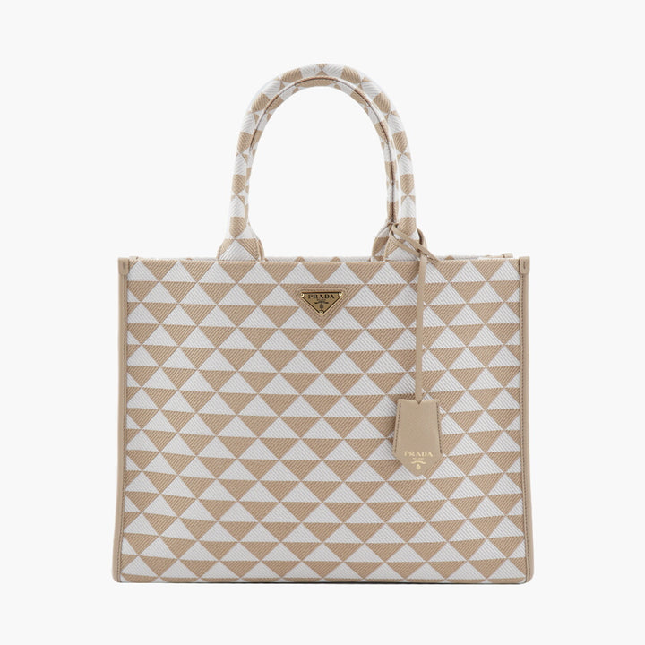 Prada Bags White-Beige Handbag with Geometric Pattern