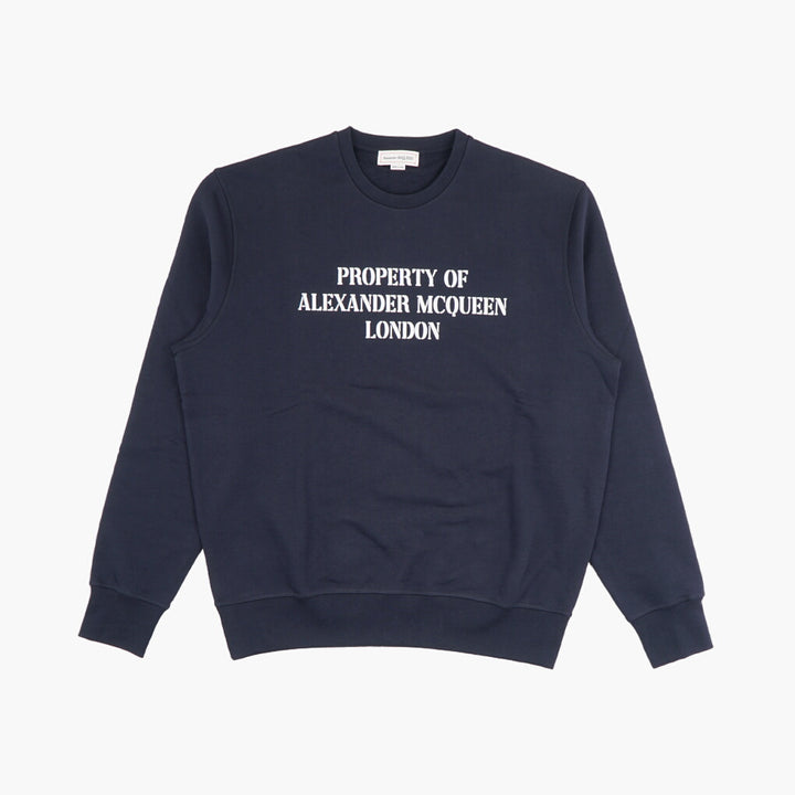 Alexander McQueen Navy-White Sweater - Made in Italy, Luxury Crew Neck Design