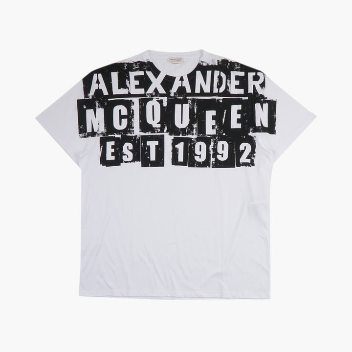 Alexander McQueen White Graphic Print T-shirt and Polo - Premium Cotton, Made in Italy