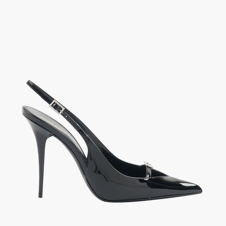 Saint Laurent Elegant Black Heels with Strap Detail - Made in Italy