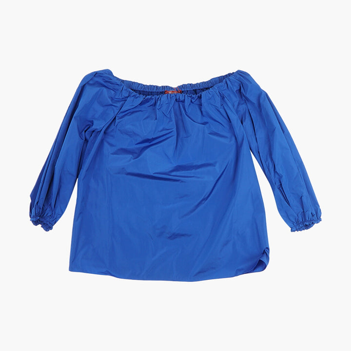 Max Mara Blue Off-Shoulder Shirt with Elasticated Sleeves