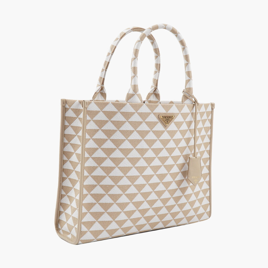 Prada Bags White-Beige Handbag with Geometric Pattern