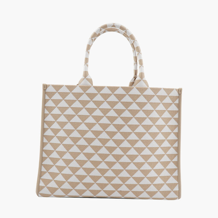 Prada Bags White-Beige Handbag with Geometric Pattern