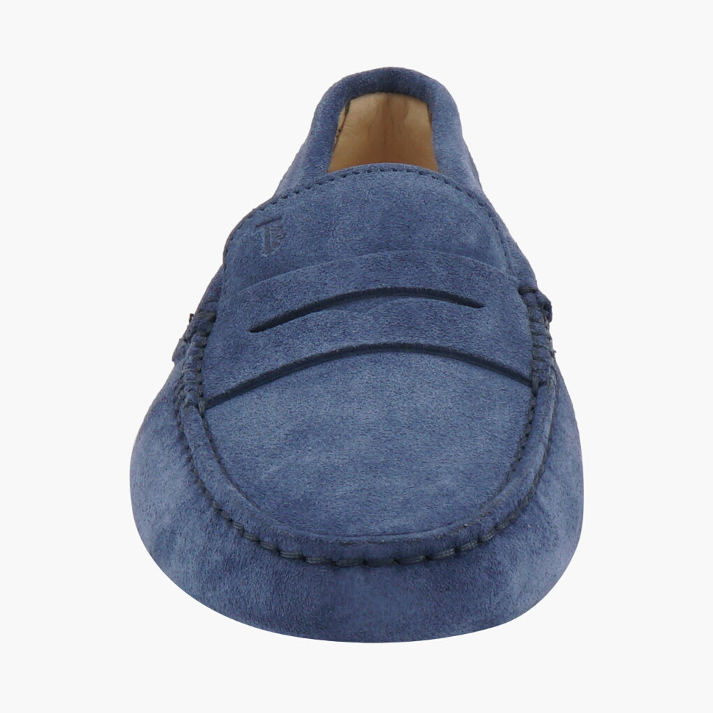 Tod's Elegant Blue Suede Flat Shoes with Signature Rubber Pebble Outsole