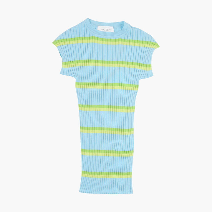 Max Mara Women's Ribbed Striped Top in Light Blue Multi