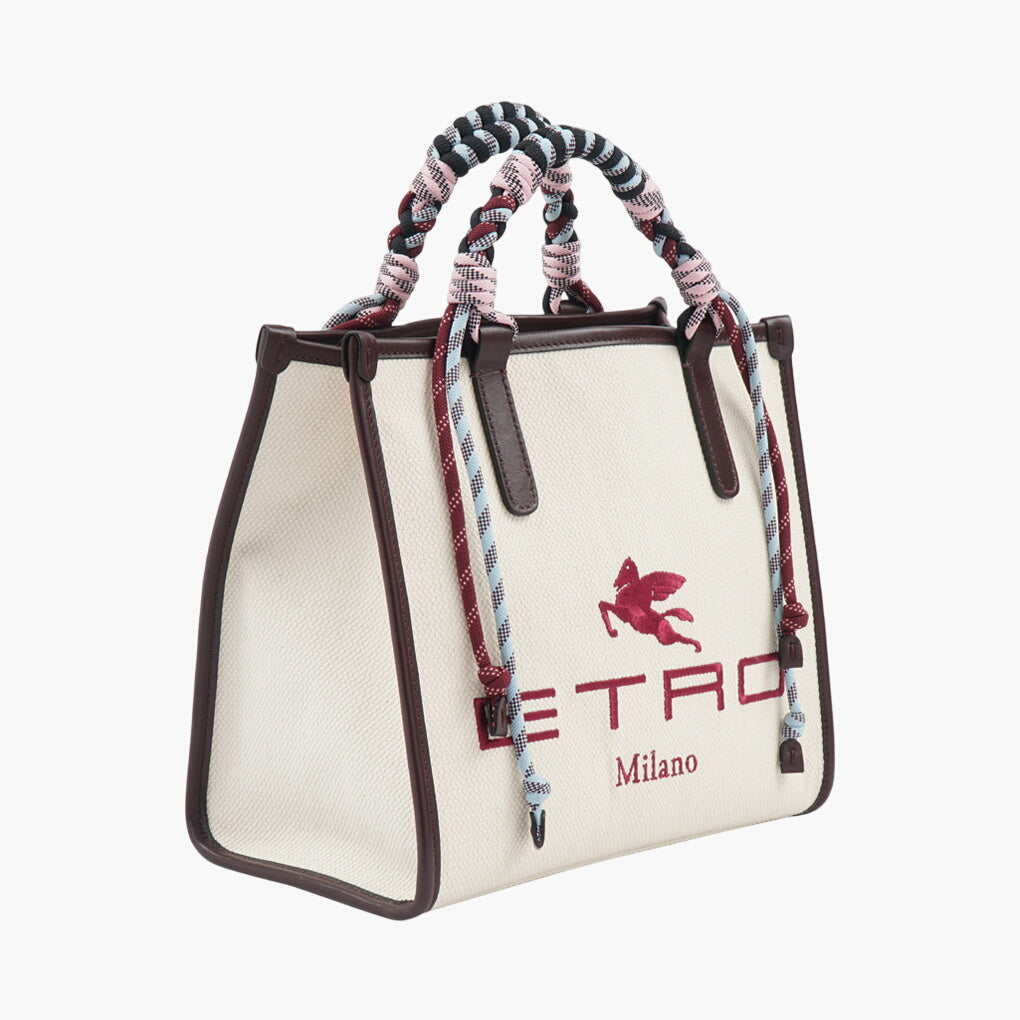 Borse Etro - Tessuto Premium Avorio-Multi con Manici Intrecciati