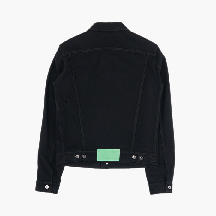 Off-White Black Jacket with Signature Detailing and Unique Patches