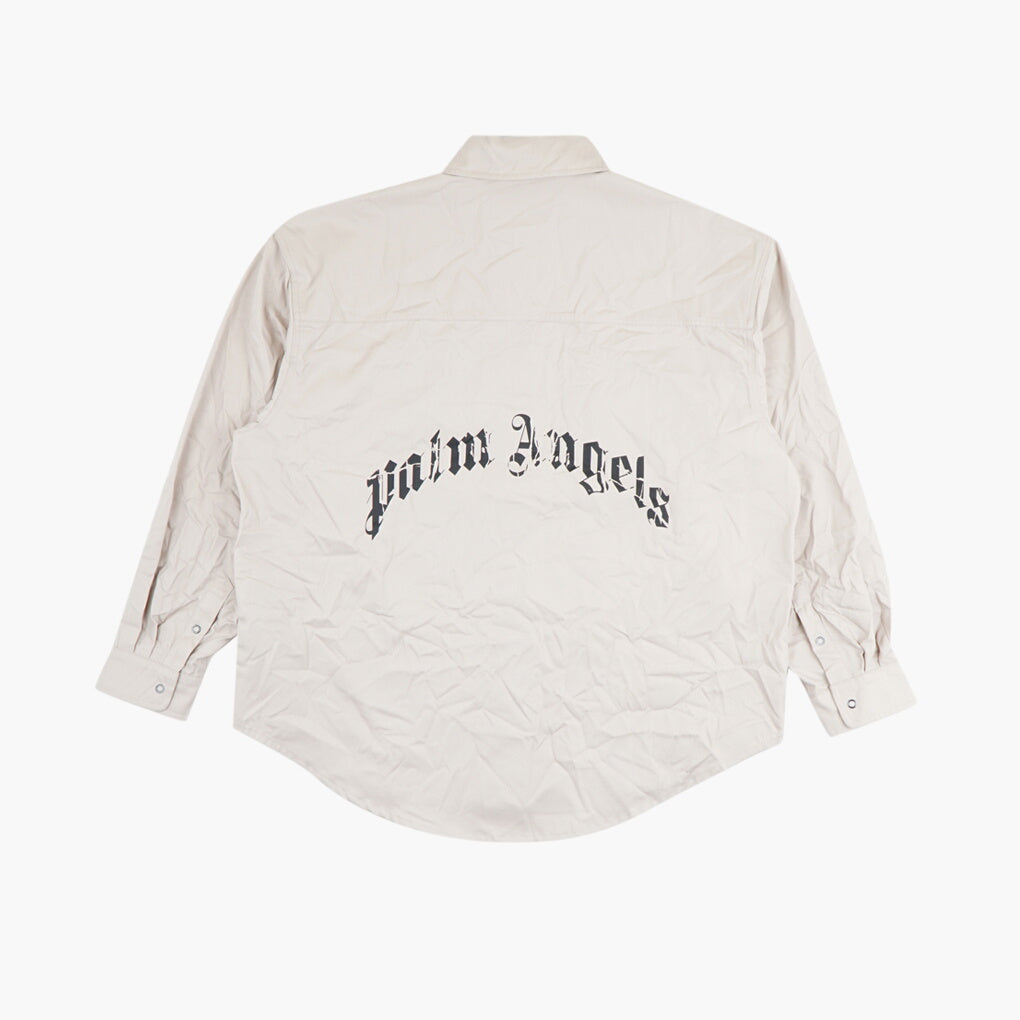 Palm Angels Beige-Black Shirt with Dual Chest Pockets