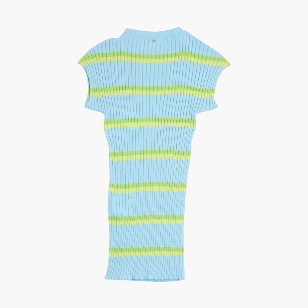 Max Mara Women's Ribbed Striped Top in Light Blue Multi