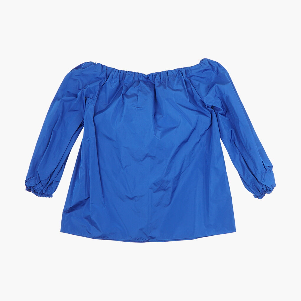 Max Mara Blue Off-Shoulder Shirt with Elasticated Sleeves