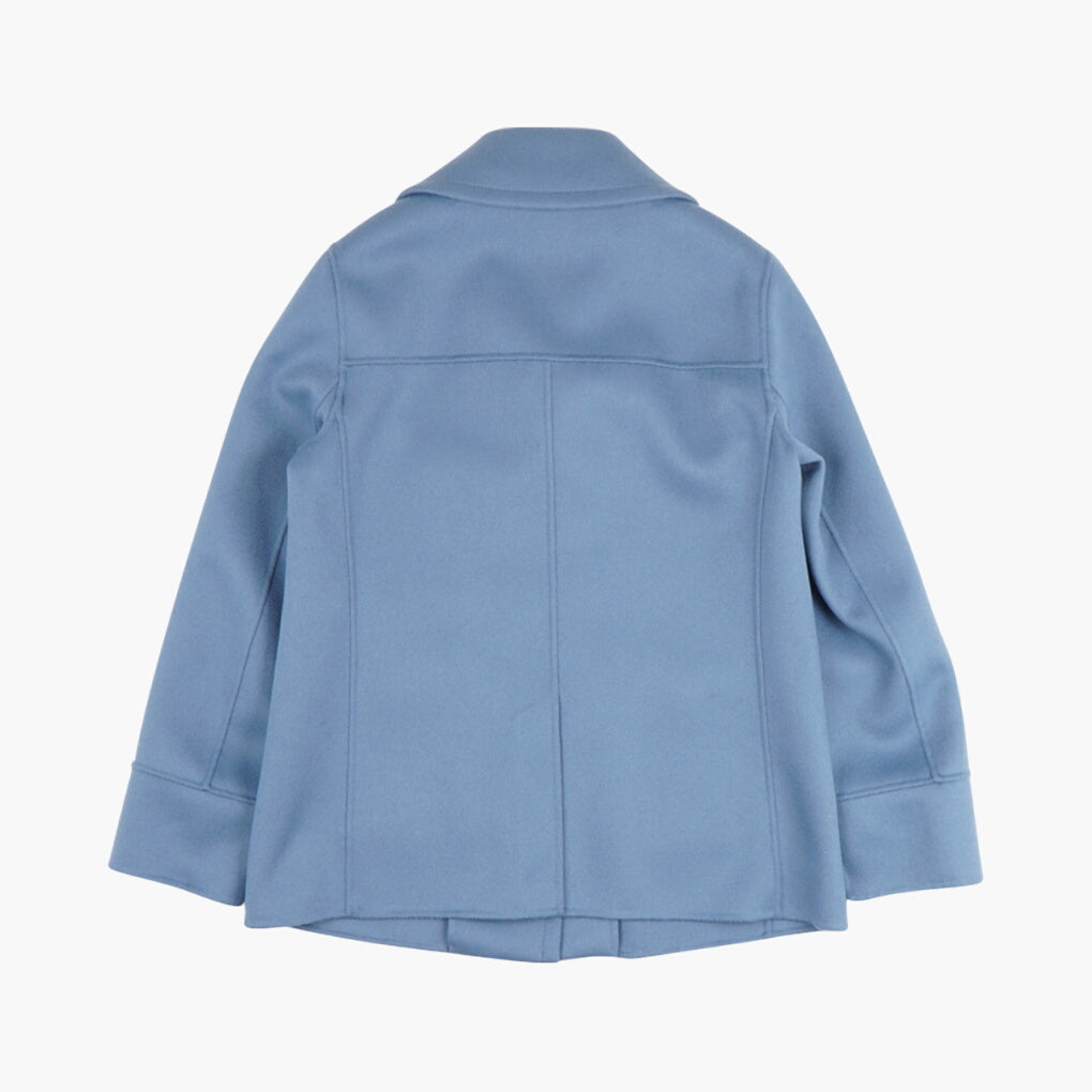 Max Mara Elegant Blue Tailored Jacket with Notch Lapel Collar and Patch Pockets